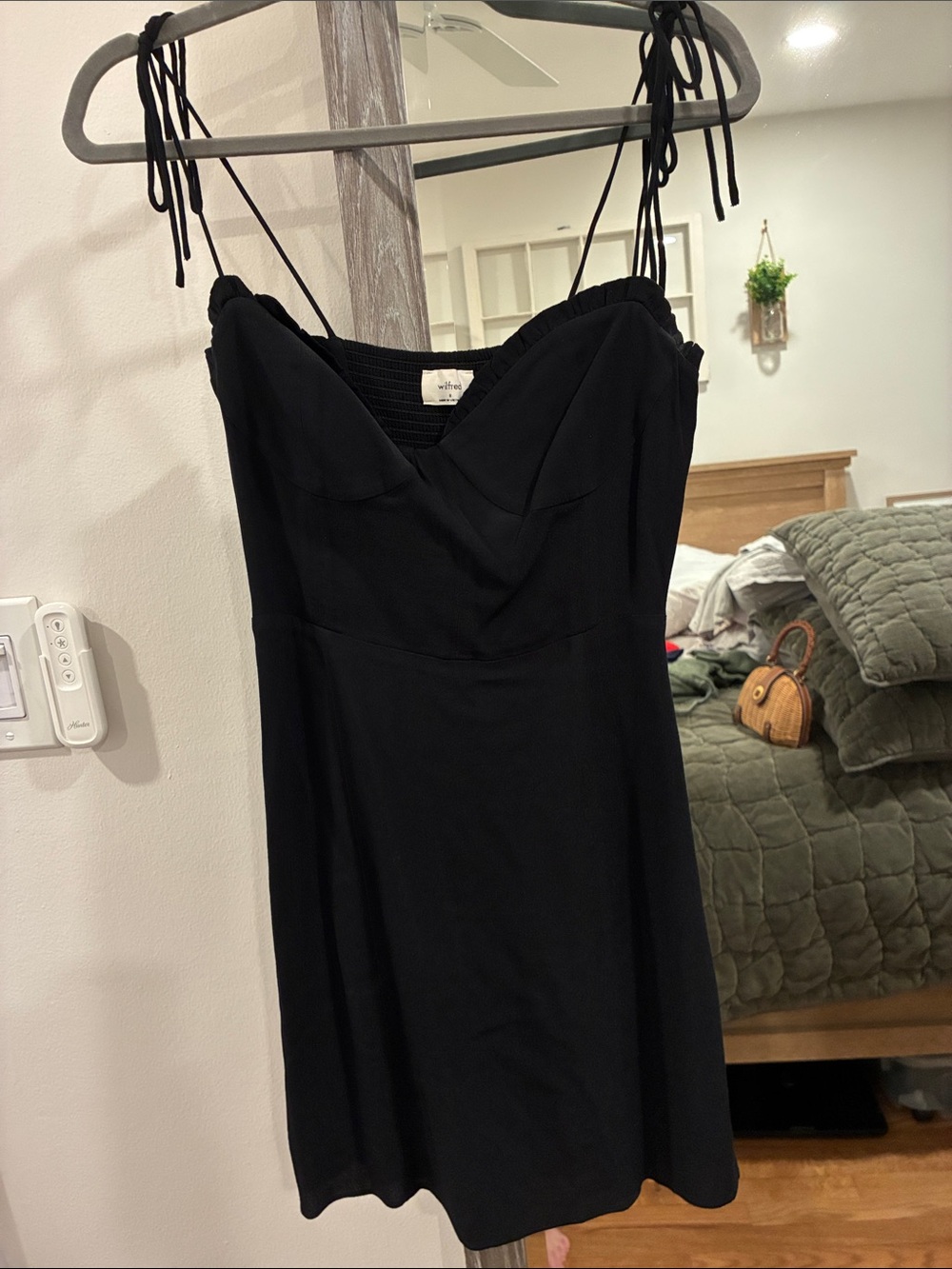 Wilfred Black Tie-Shoulder Mini Dress